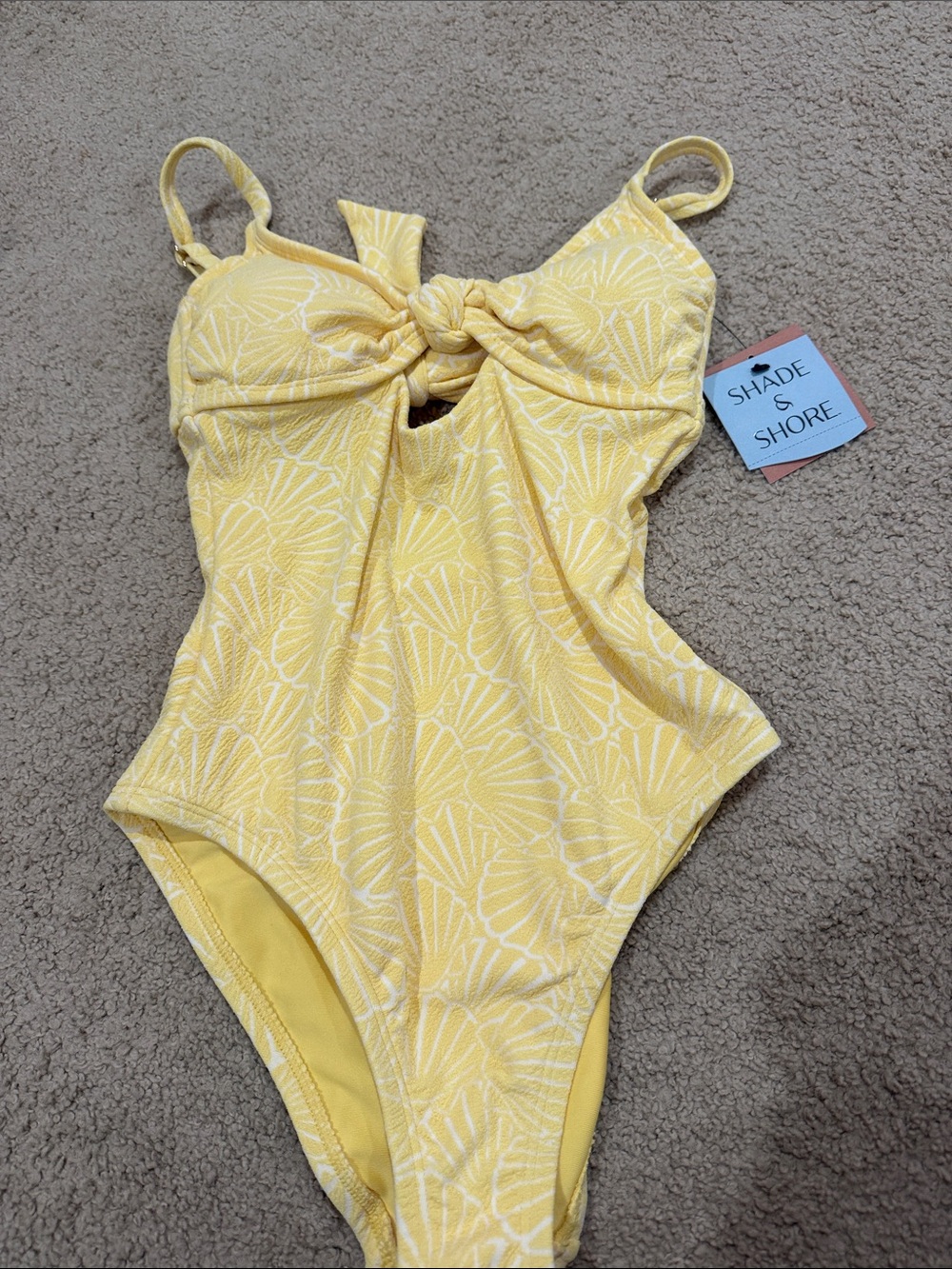 Shade & Shore Lemon Yellow Knot-Front One-Piece Swimsuit